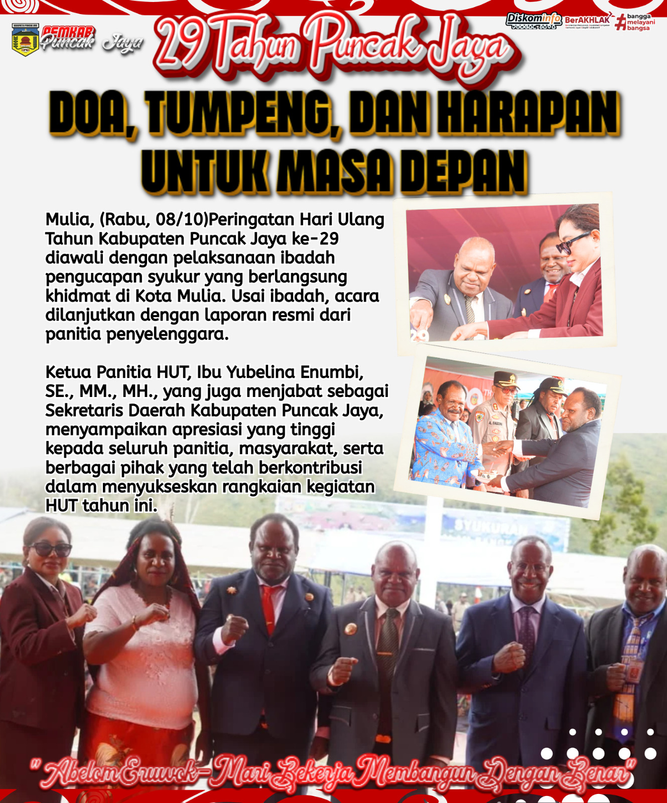 29 Tahun Puncak Jaya
DOA, TUMPENG, DAN HARAPAN UNTUK MASA DEPAN