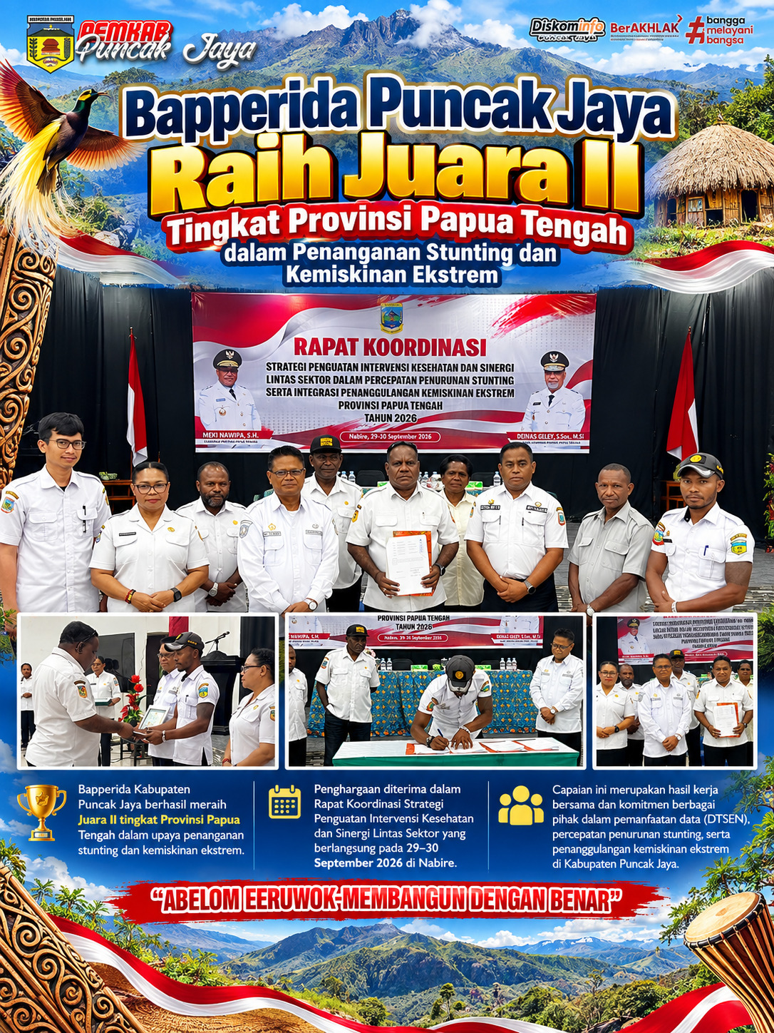 BADAN PERENCANAAN PEMBANGUNAN, RISET DAN INOVASI DAERAH (BAPPERIDA) KABUPATEN PUNCAK JAYA BERHASIL MERAIH JUARA II TINGKAT PROVINSI PAPUA TENGAH