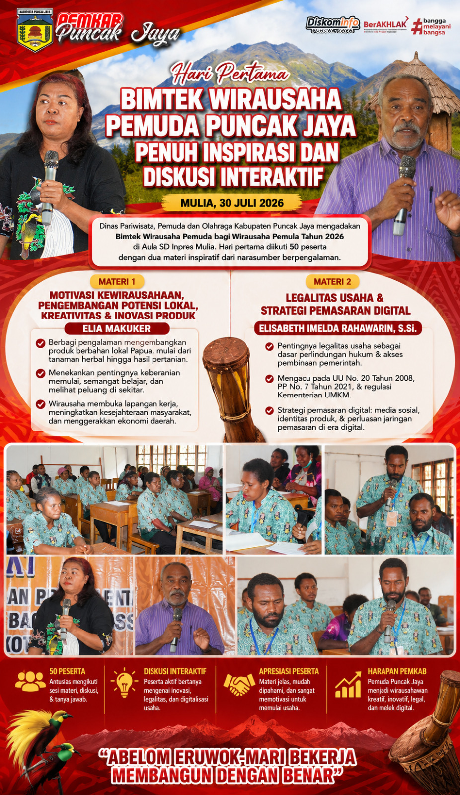 bimtek warausaha pemuda, penuh inspirasi