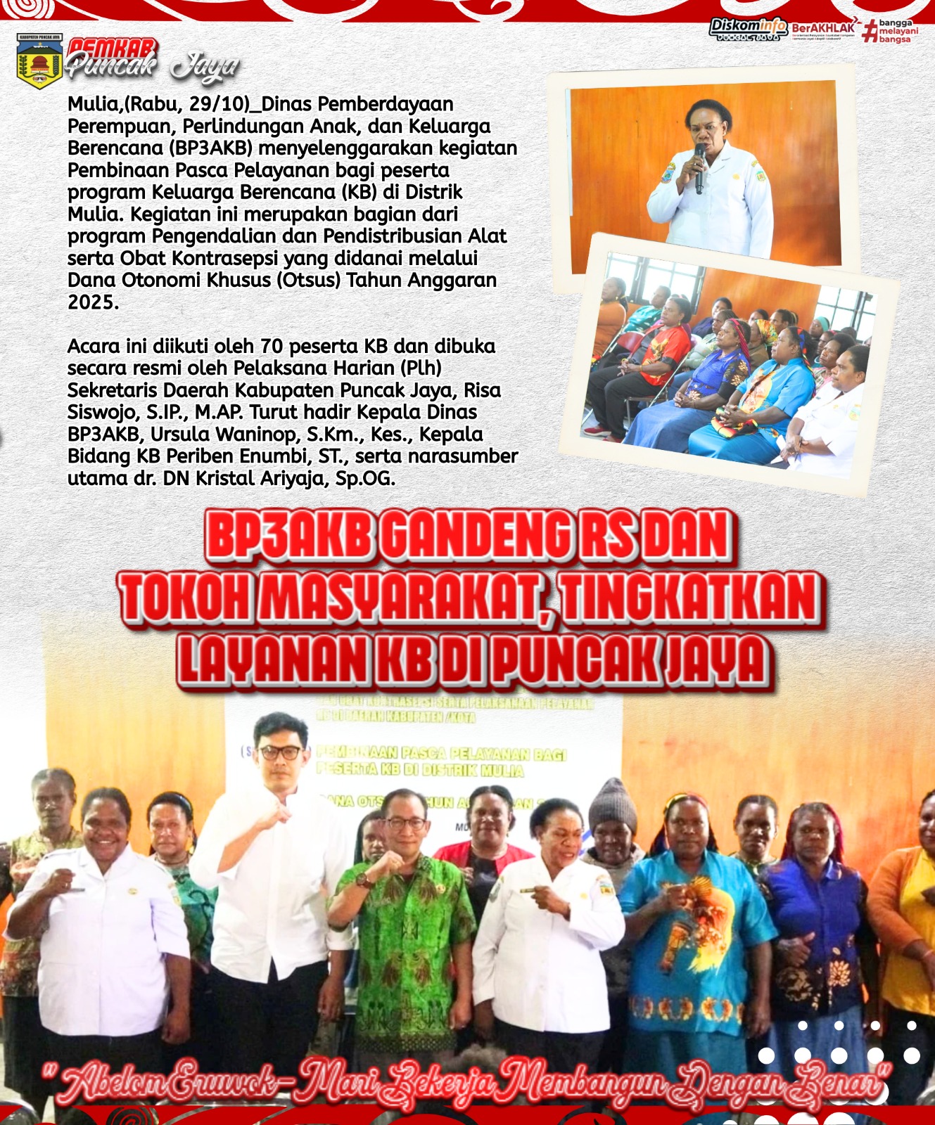 BP3AKB GANDENG RS DAN TOKOH MASYARAKAT, TINGKATKAN LAYANAN DI PUNCAK JAYA