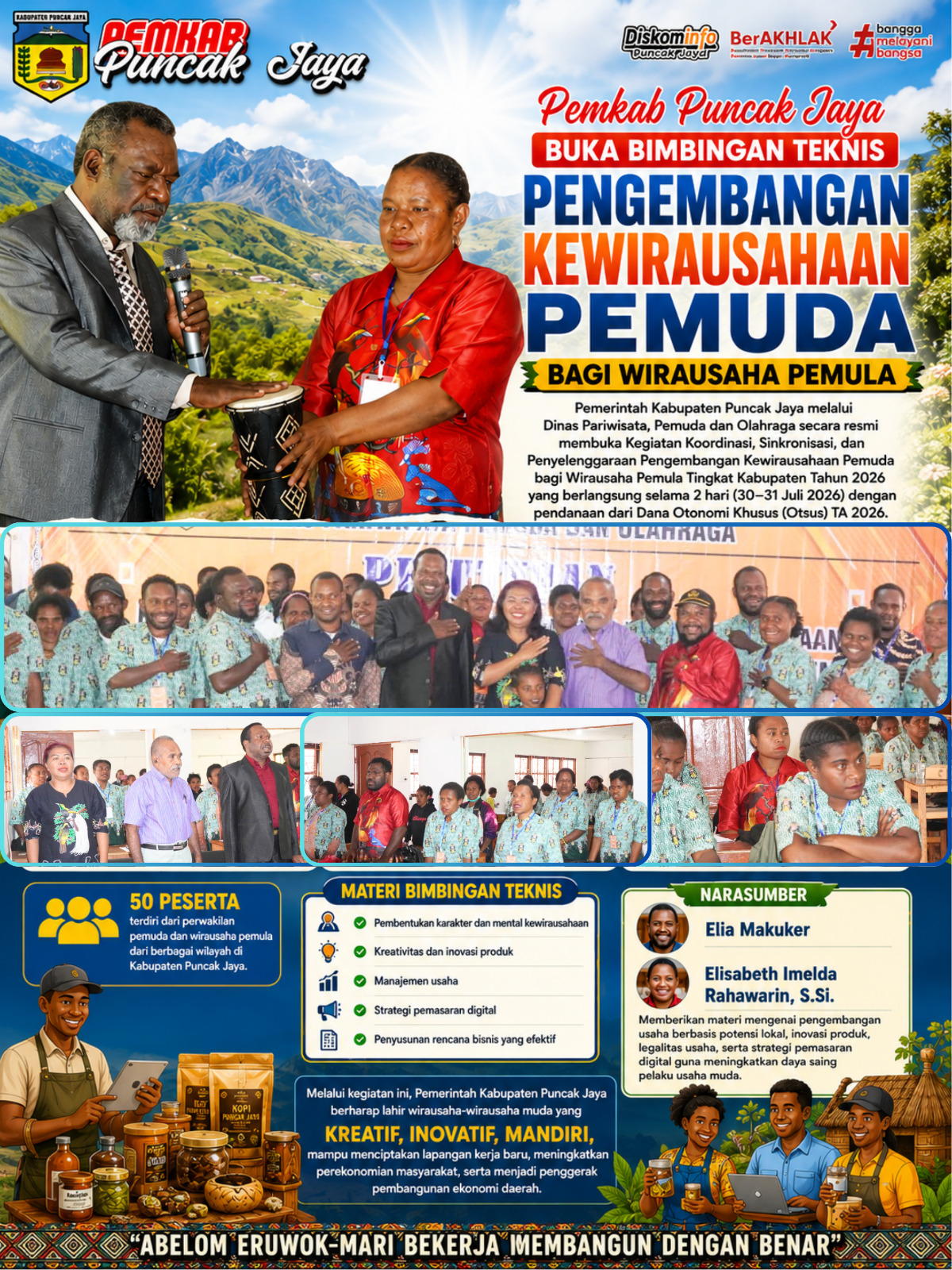 buka bimbngan teknis, pemda latih pemuda
