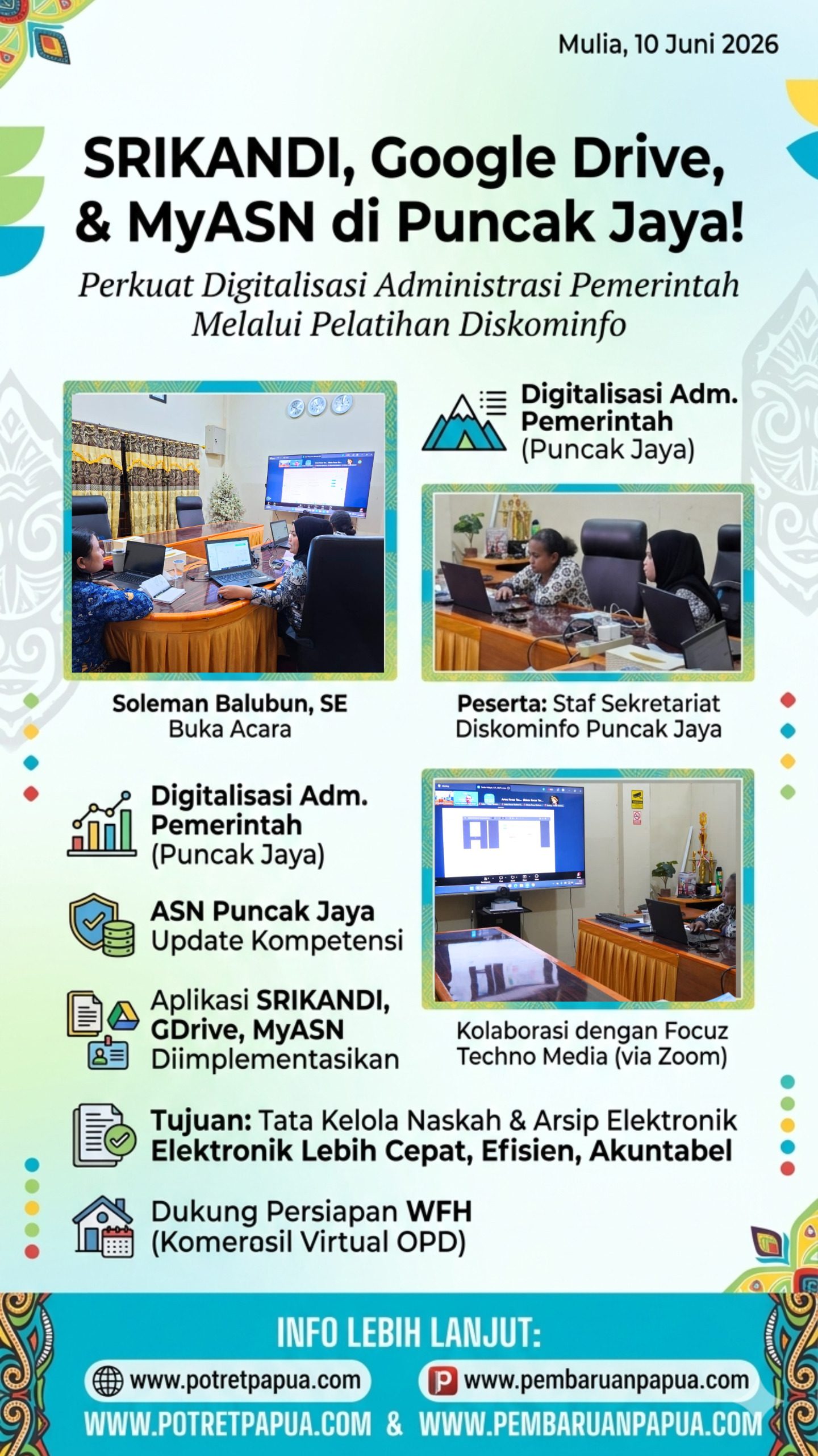 Diskominfo Puncak Jaya Gelar Pelatihan SRIKANDI, Google Drive dan Aplikasi MyASN Perkuat Digitalisasi Administrasi Pemerintahan via daring