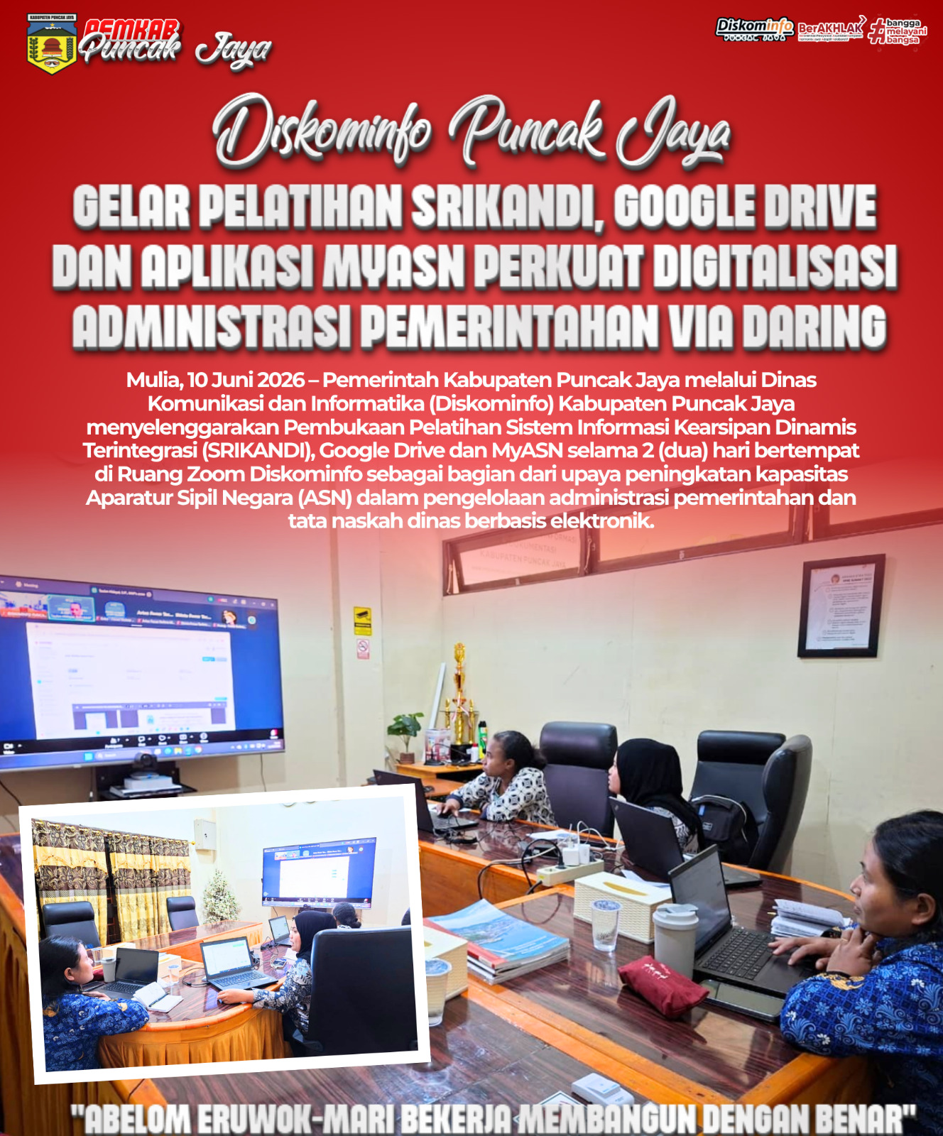 Diskominfo Puncak Jaya Gelar Pelatihan SRIKANDI, Google Drive dan Aplikasi MyASN Perkuat Digitalisasi Administrasi Pemerintahan via daring