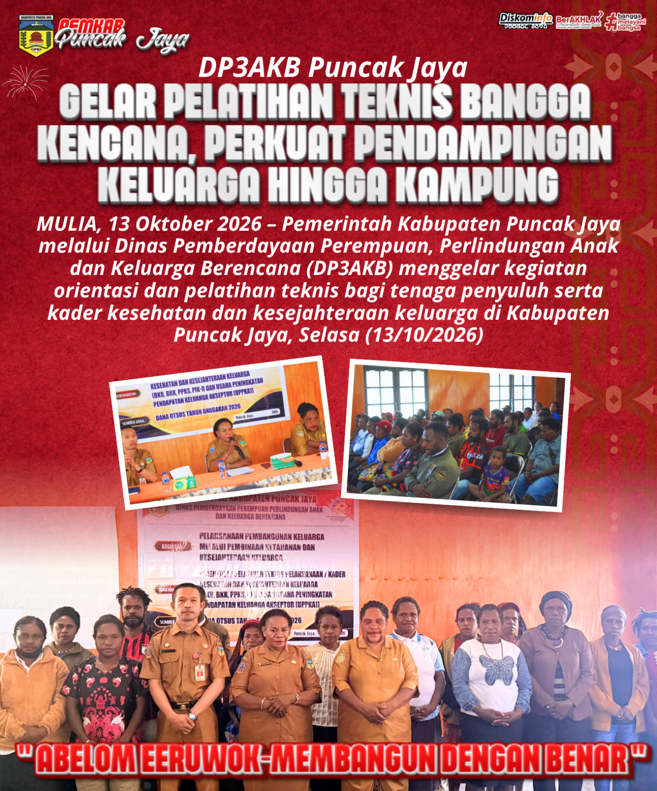 DP3AKB Puncak Jaya Gelar Pelatihan Teknis Bangga Kencana, Perkuat Pendampingan Keluarga hingga Kampung