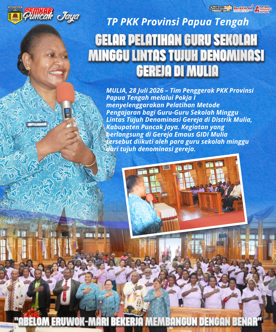 Gelar Pelatihan Guru Sekolah Minggu, TP PKK Provinsi Papua Tengah berikan Pengajaran