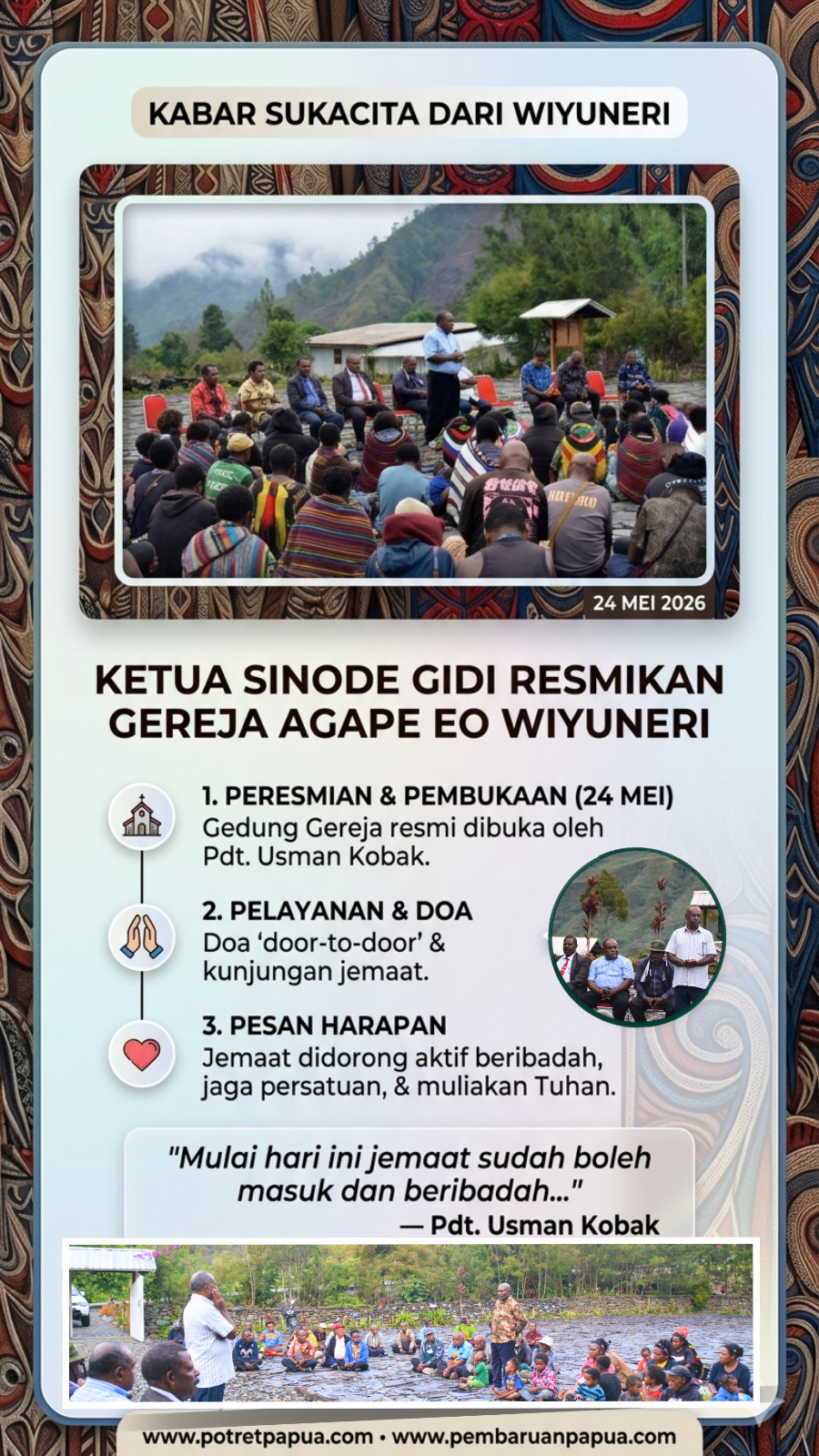 Ketua Sinode GIDI Resmikan dan Buka Gedung Gereja Jemaat GIDI Agape Eo Wiyuneri