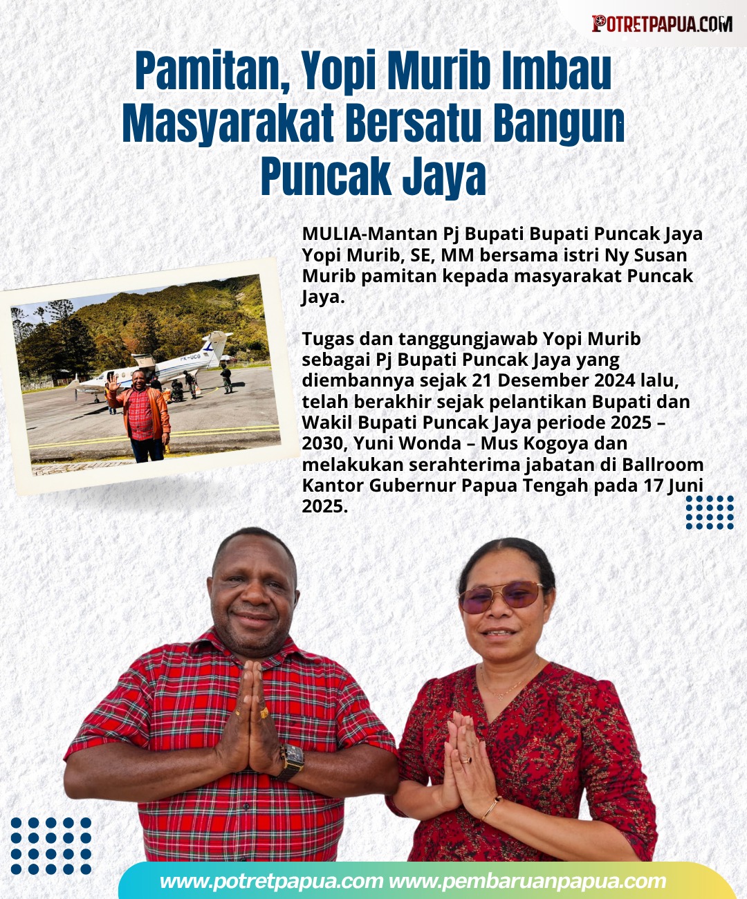 Pamitan, Yopi Murib Imbau Masyarakat Bersatu Bangun Puncak Jaya