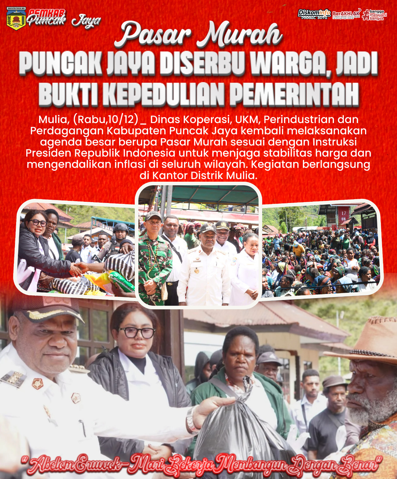 PASAR MURAH PUNCAK JAYA DISERBU RIBUAN WARGA, JADI BUKTI KEPEDULIAN PEMERINTAHAN