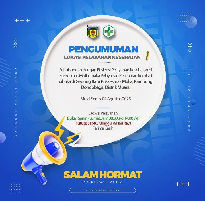 PELAYANANAN PUSKESMAS MULIA KEMBALI KE DISTRIK MUARA
