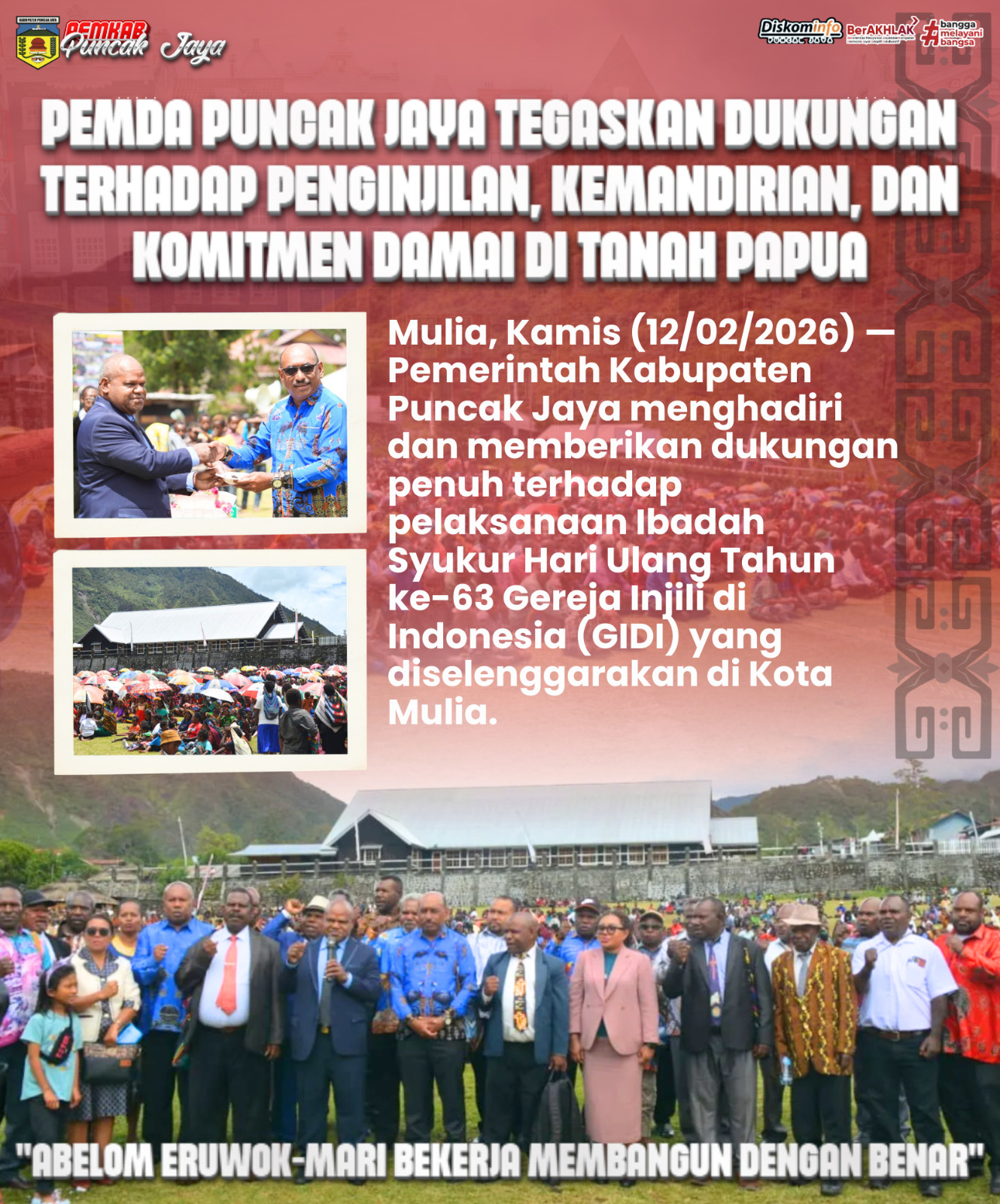 Pemda Puncak Jaya Tegaskan Dukungan terhadap Penginjilan, Kemandirian, dan Komitmen Damai di Tanah Papua