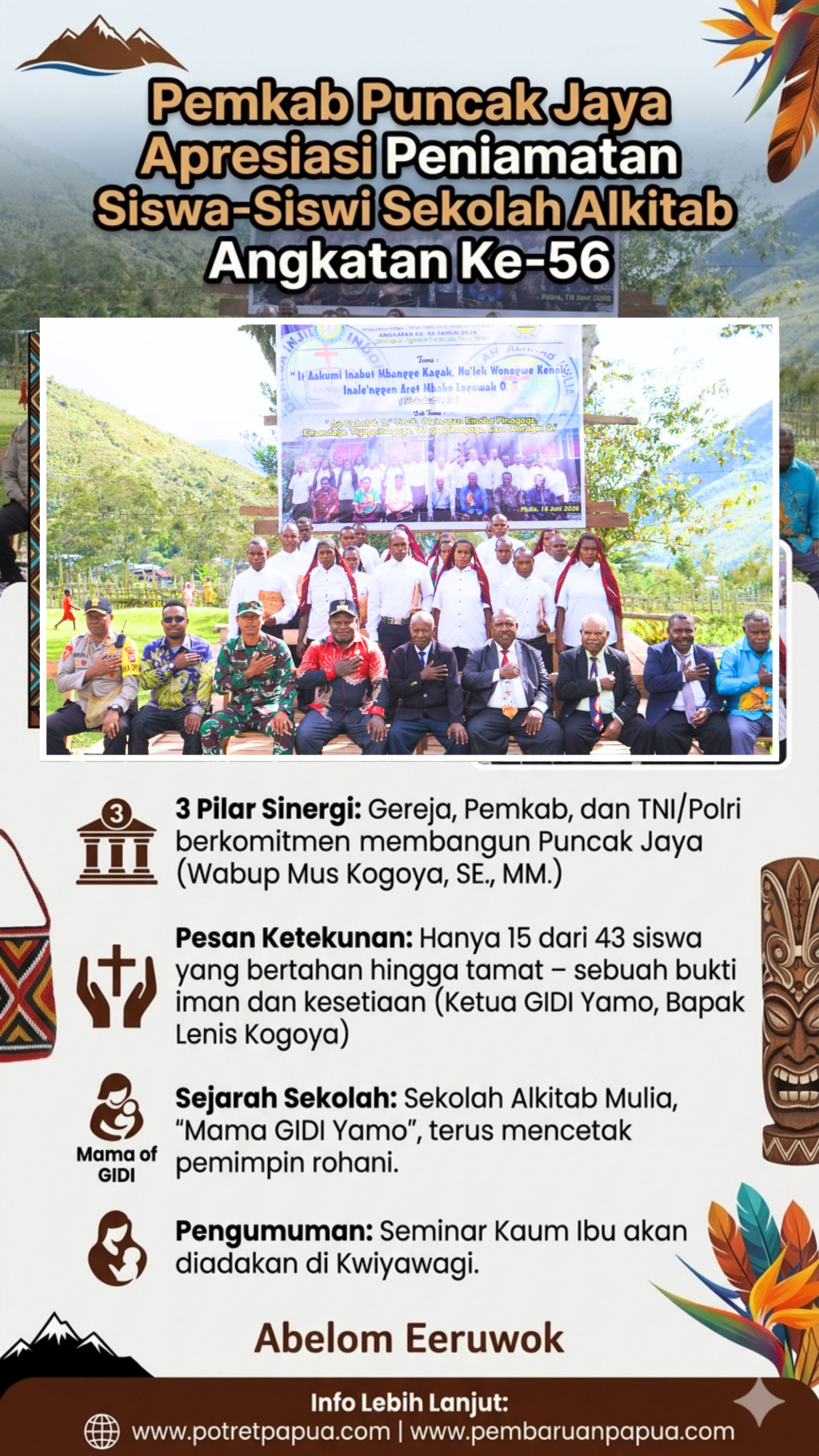 PEMERINTAH APRESIASI PENAMATAN SISWA-SISWI SEKOLAH ALKITAB MULIA ANGKATAN KE-56 TAHUN 2026