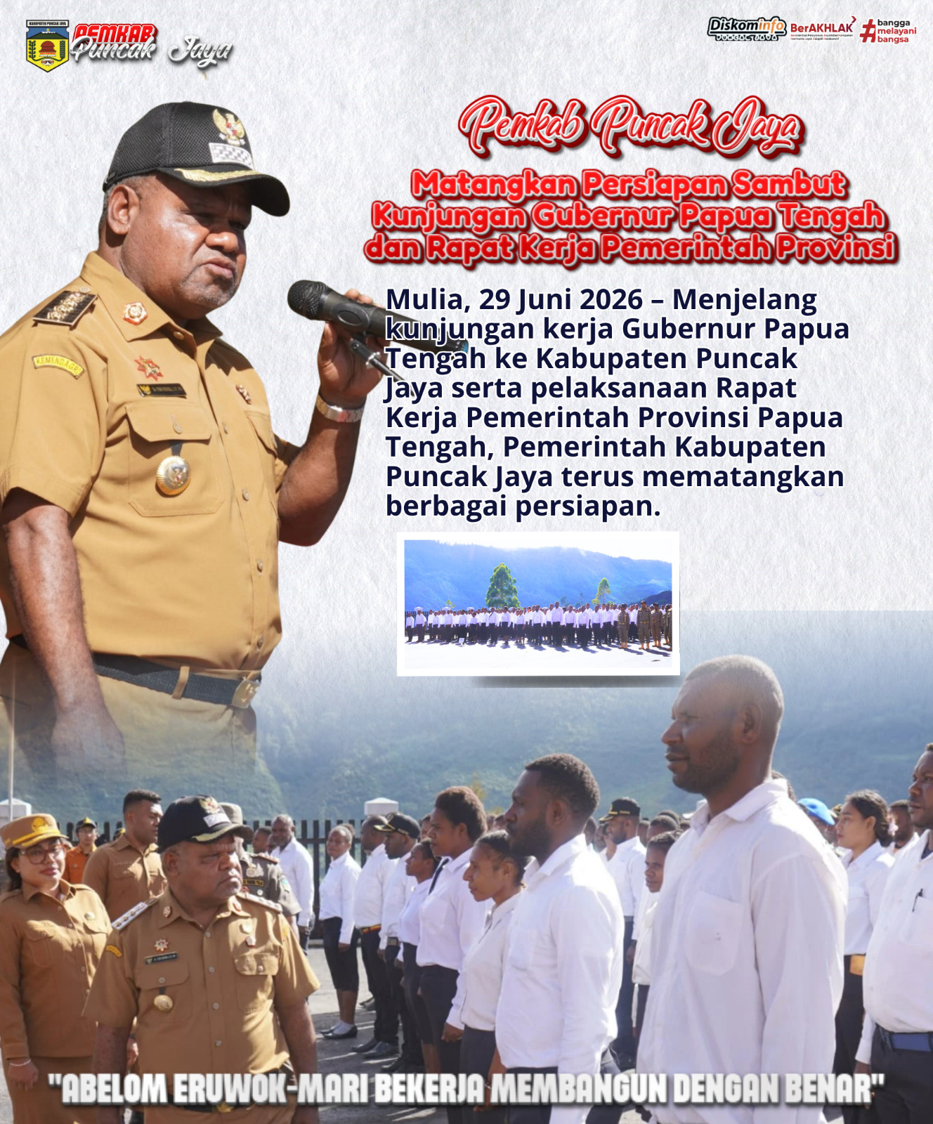 Pemerintah Kabupaten Puncak Jaya Matangkan Persiapan Sambut Kunjungan Gubernur Papua Tengah dan Rapat Kerja Pemerintah Provinsi