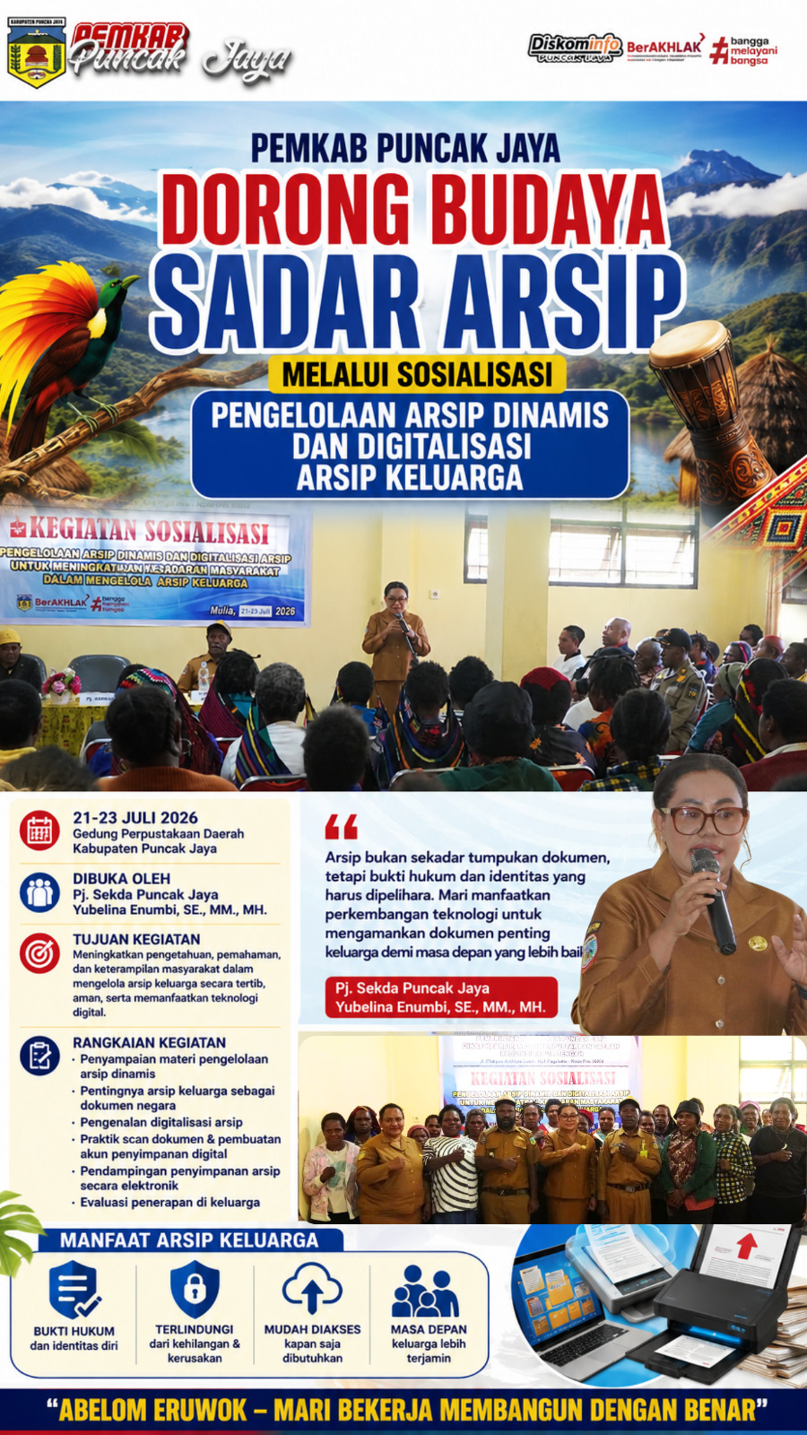 Pemkab Puncak Jaya Dorong Budaya Sadar Arsip Melalui Sosialisasi Pengelolaan Arsip Dinamis dan Digitalisasi Arsip Keluarga