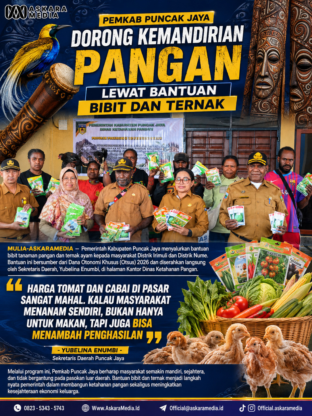 Pemkab Puncak Jaya dorong kemandirian pangan lewat bantuan bibit dan ternak