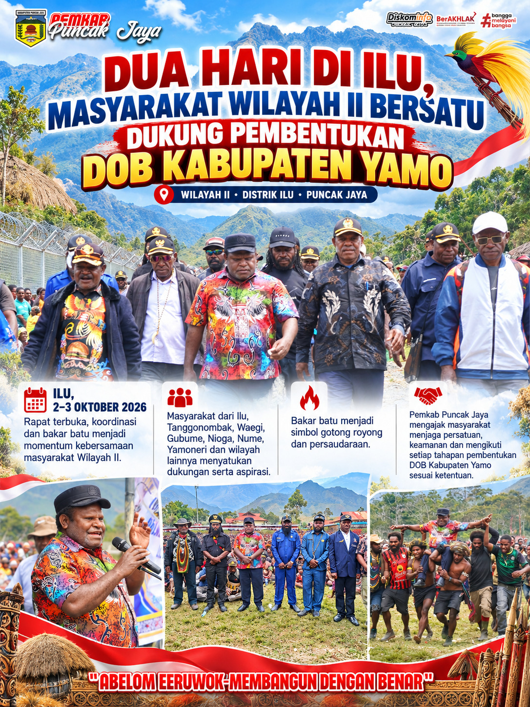 PENYERAHAN LOKASI DOB KABUPATEN YAMO, MASYARAKAT WILAYAH II TEGASKAN KOMITMEN DUKUNG PEMBENTUKAN KABUPATEN BARU