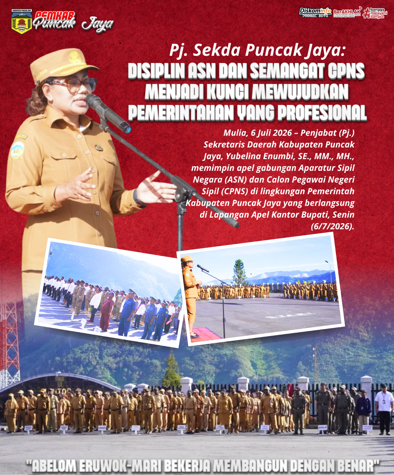 Pj. Sekda Puncak Jaya: Disiplin ASN dan Semangat CPNS Menjadi Kunci Mewujudkan Pemerintahan yang Profesional