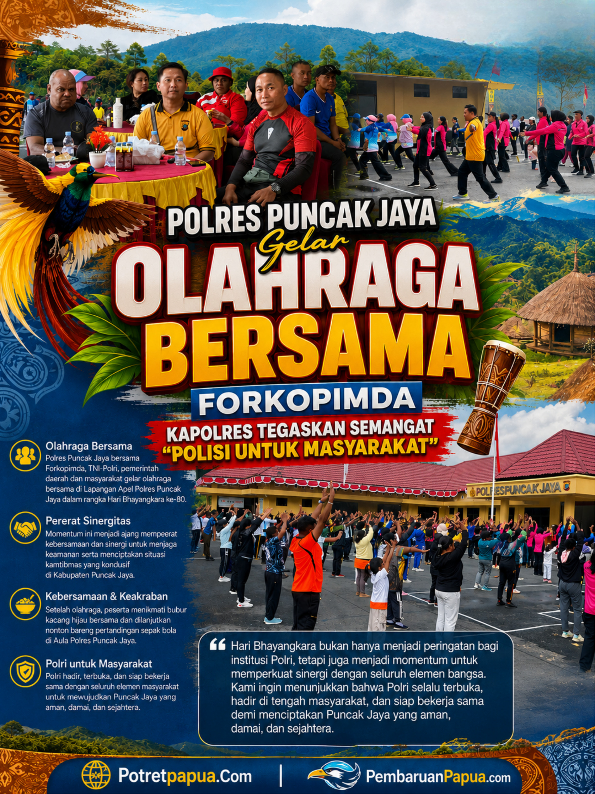 Polres Puncak Jaya Gelar Olahraga Bersama Forkopimda, Kapolres Tegaskan Semangat “Polisi untuk Masyarakat”
