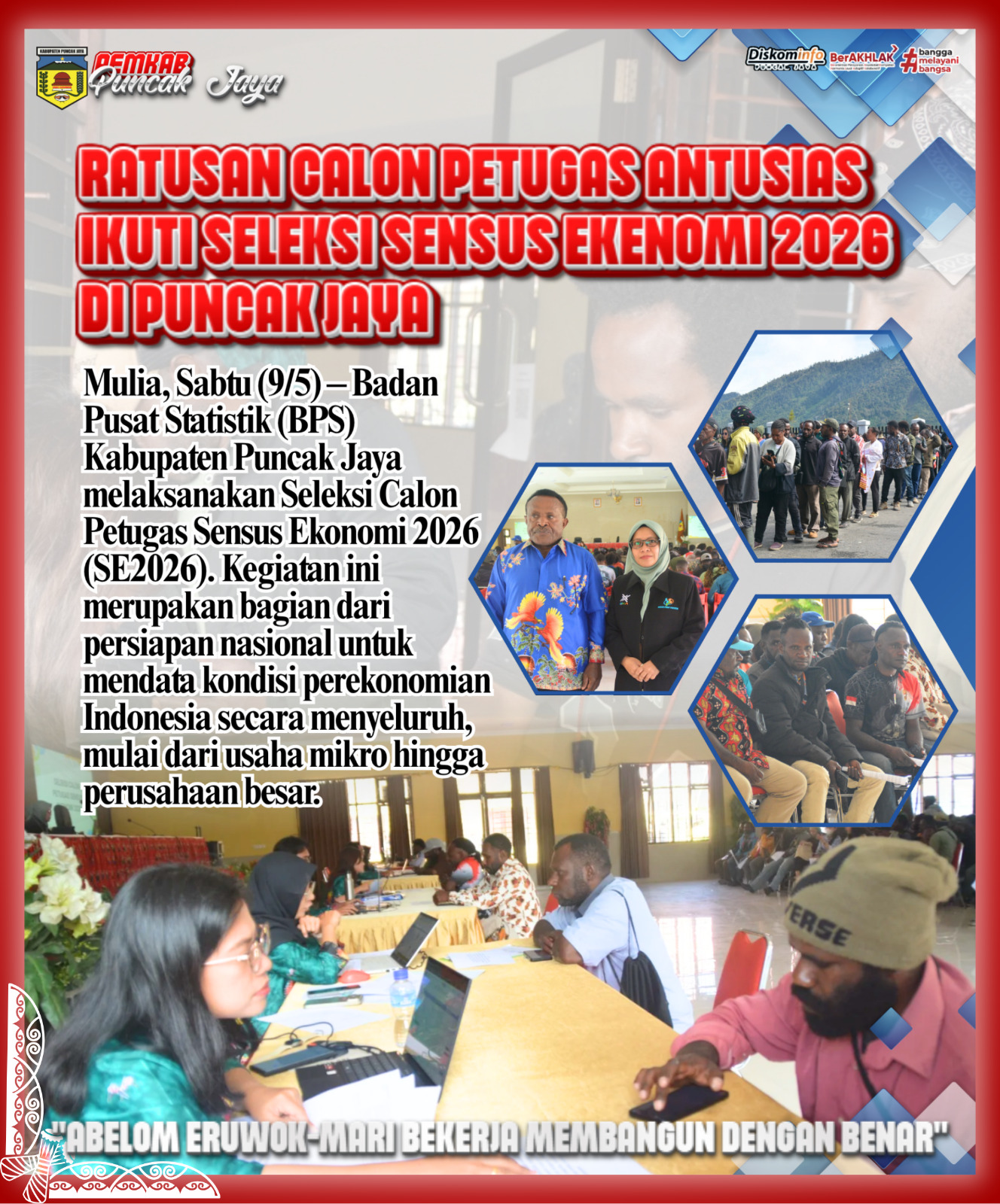 RATUSAN CALON PETUGAS  ANTUSIAS IKUTI SELEKSI SENSUS EKONOMI 2026 DI PUNCAK JAYA