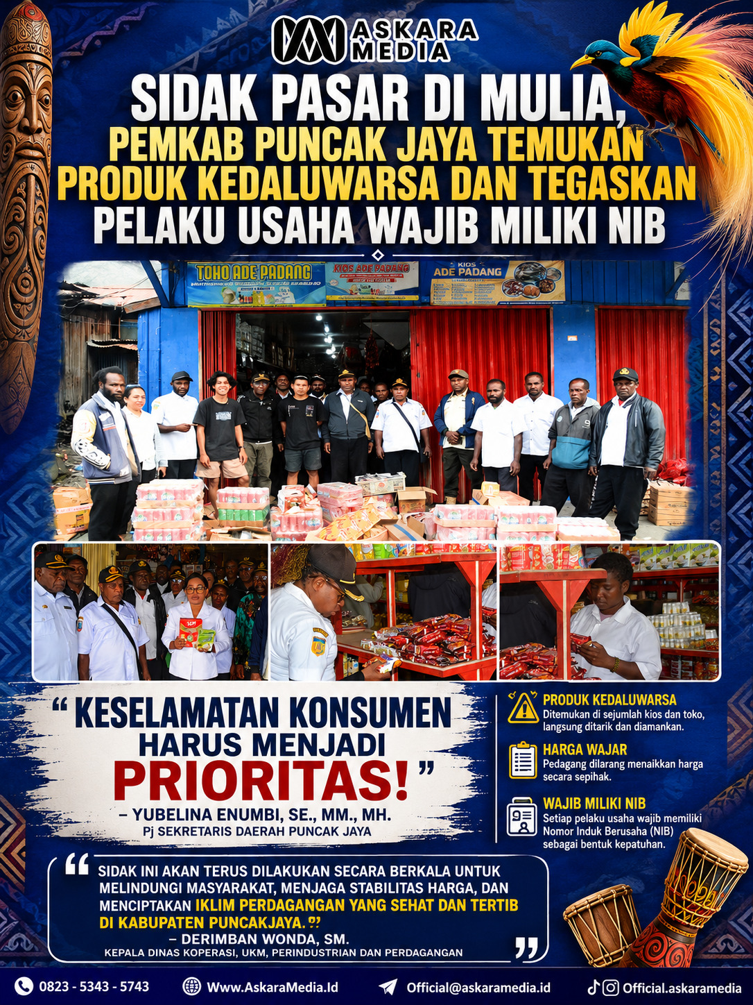 Sidak Pasar di Mulia, Pemkab temukan masih ada pedagang tanpa SIB