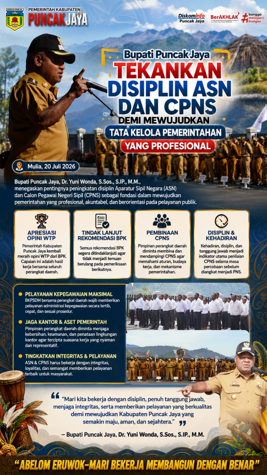 Tekankan disiplin ASN dan CPNS demi mewujudkan tata kelola pemerintahan yang profesional