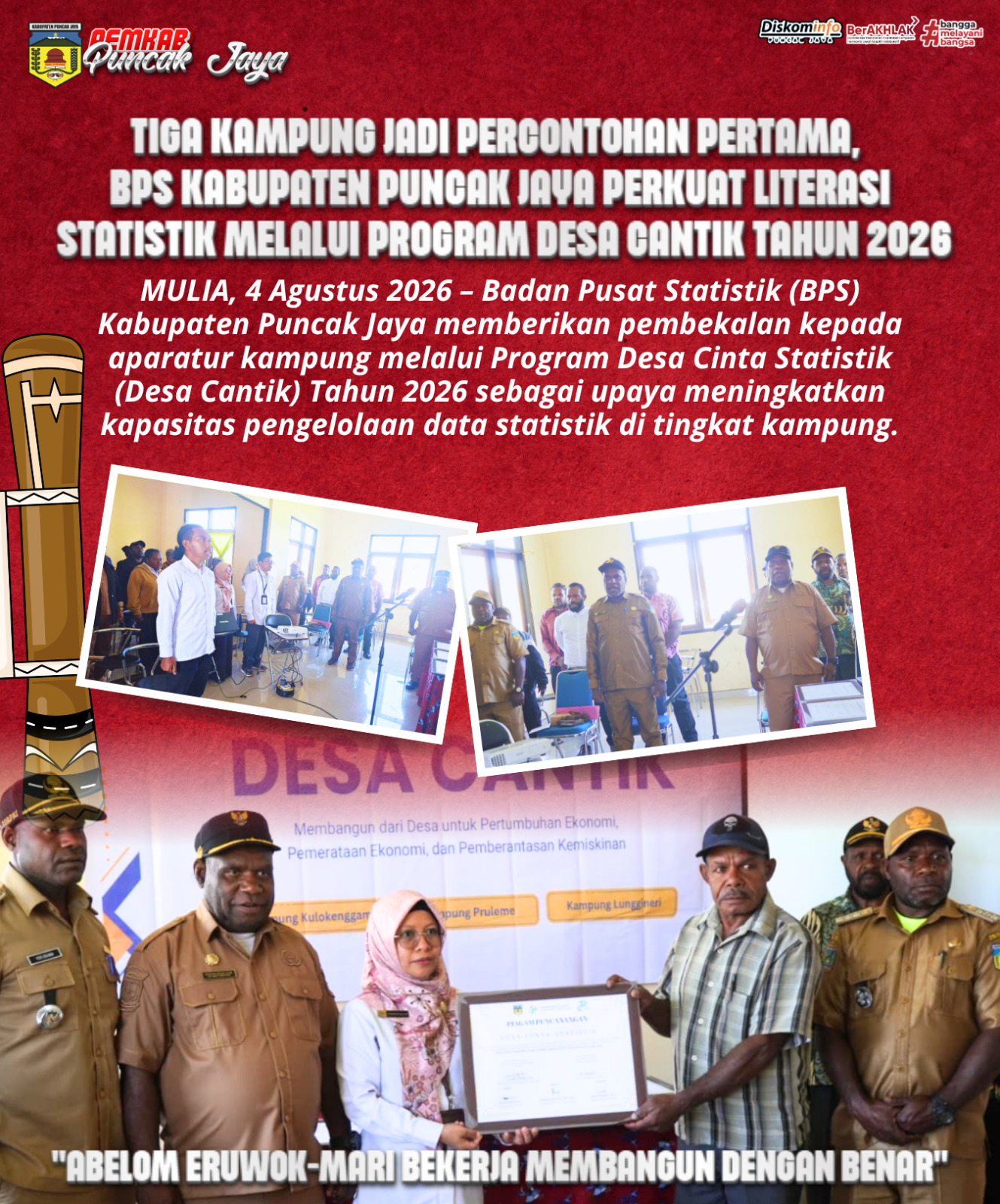 Tiga Kampung jadi percontohan pertama, BPS Kabupaten Puncak Jaya Perkuat Literasi Statistik Program Desa Cantik