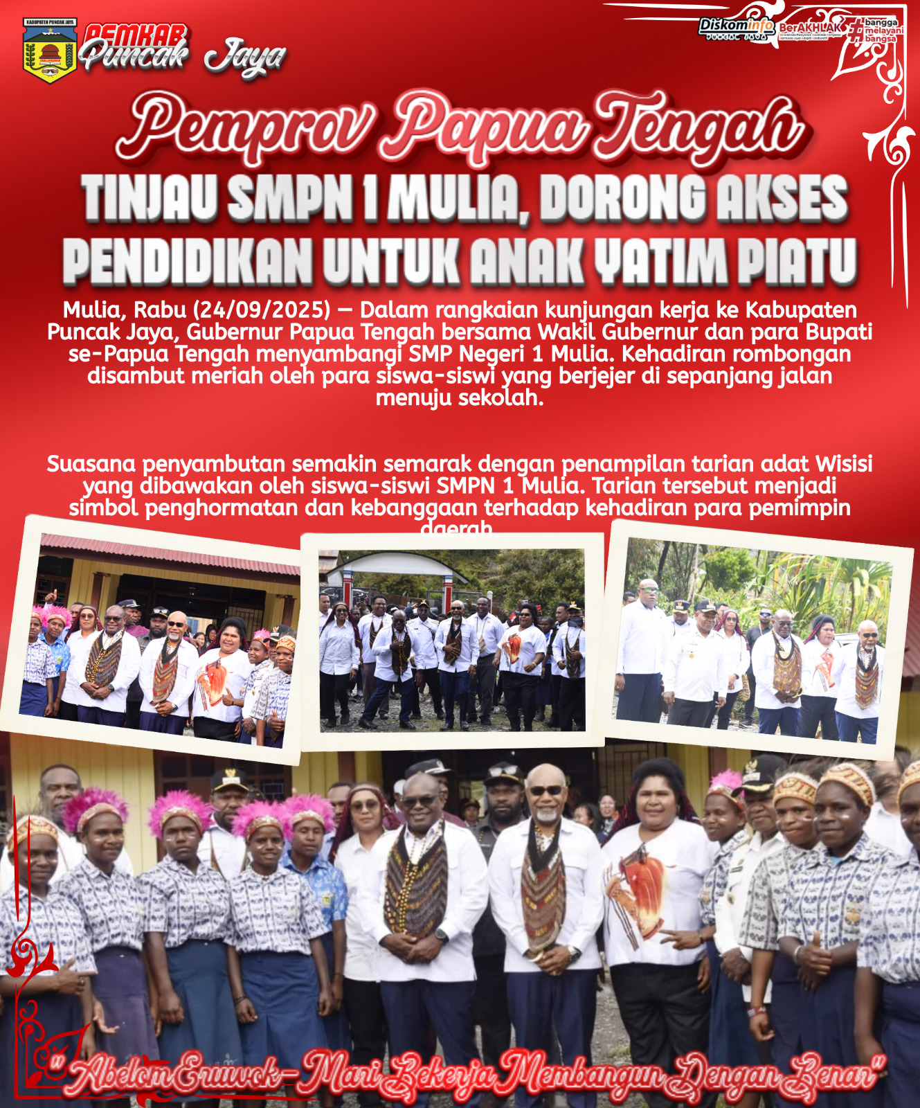 TINJAU SMPN 1 MULIA, DORONG AKSES
PENDIDIKAN UNTUK ANAK YATIM PIATU