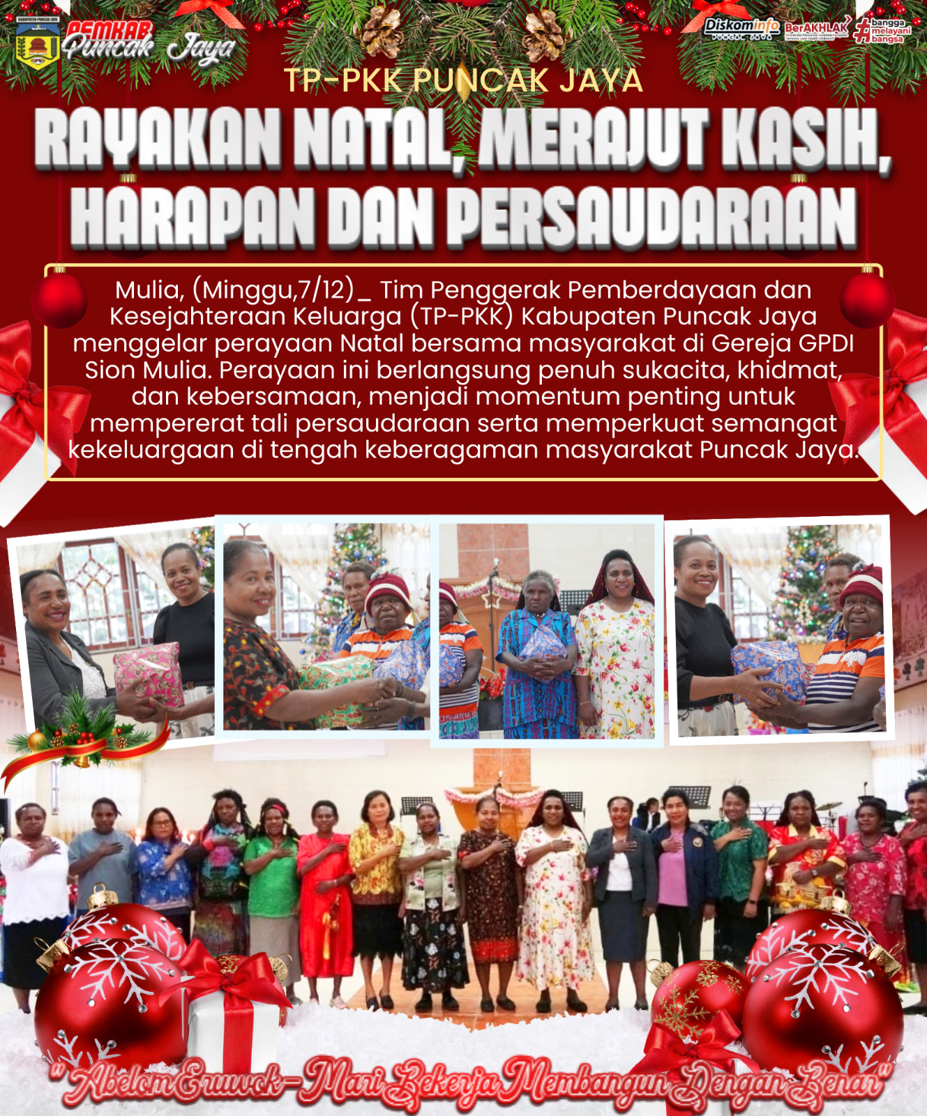 TP-PKK PUNCAK JAYA RAYAKAN NATAL: MERAJUT KASIH, HARAPAN DAN PERSAUDARAAN