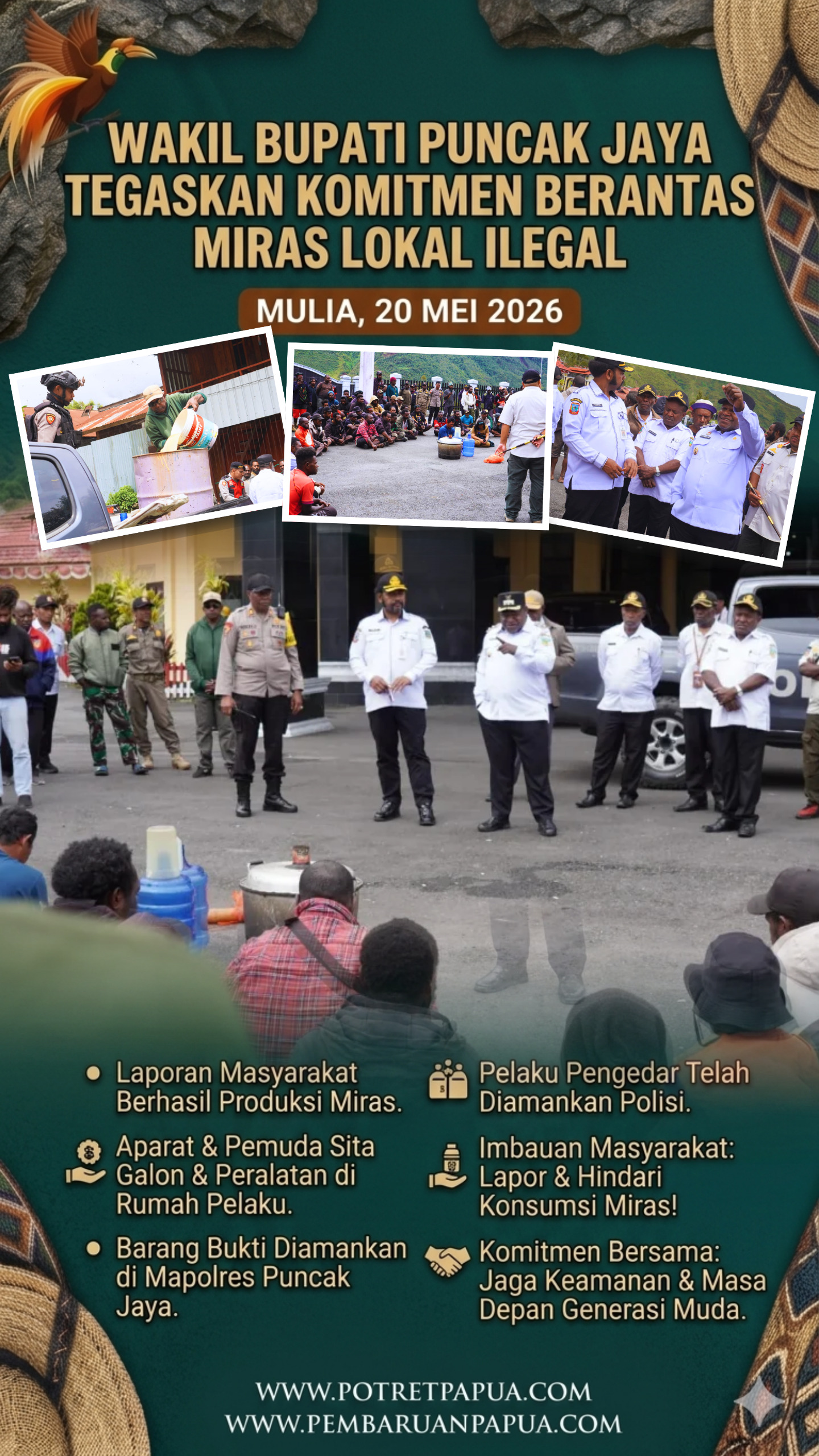 Wakil Bupati Puncak Jaya, Mus Kogoya, SE., MM., Tegaskan Komitmen Berantas Produksi Miras Lokal Ilegal