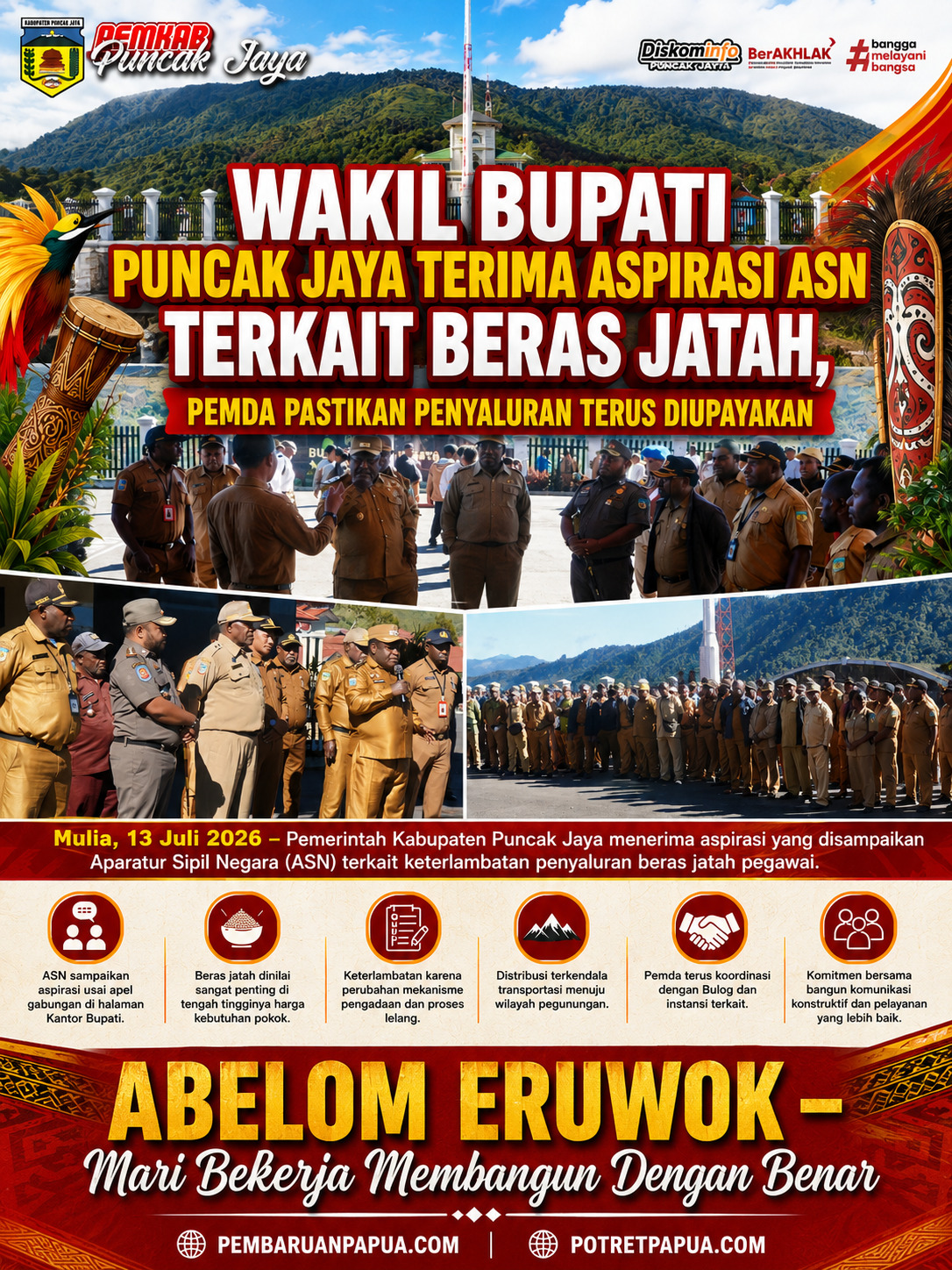 Wakil Bupati Puncak Jaya Terima Aspirasi ASN Terkait Beras Jatah, Pemda Pastikan Penyaluran Terus Diupayakan