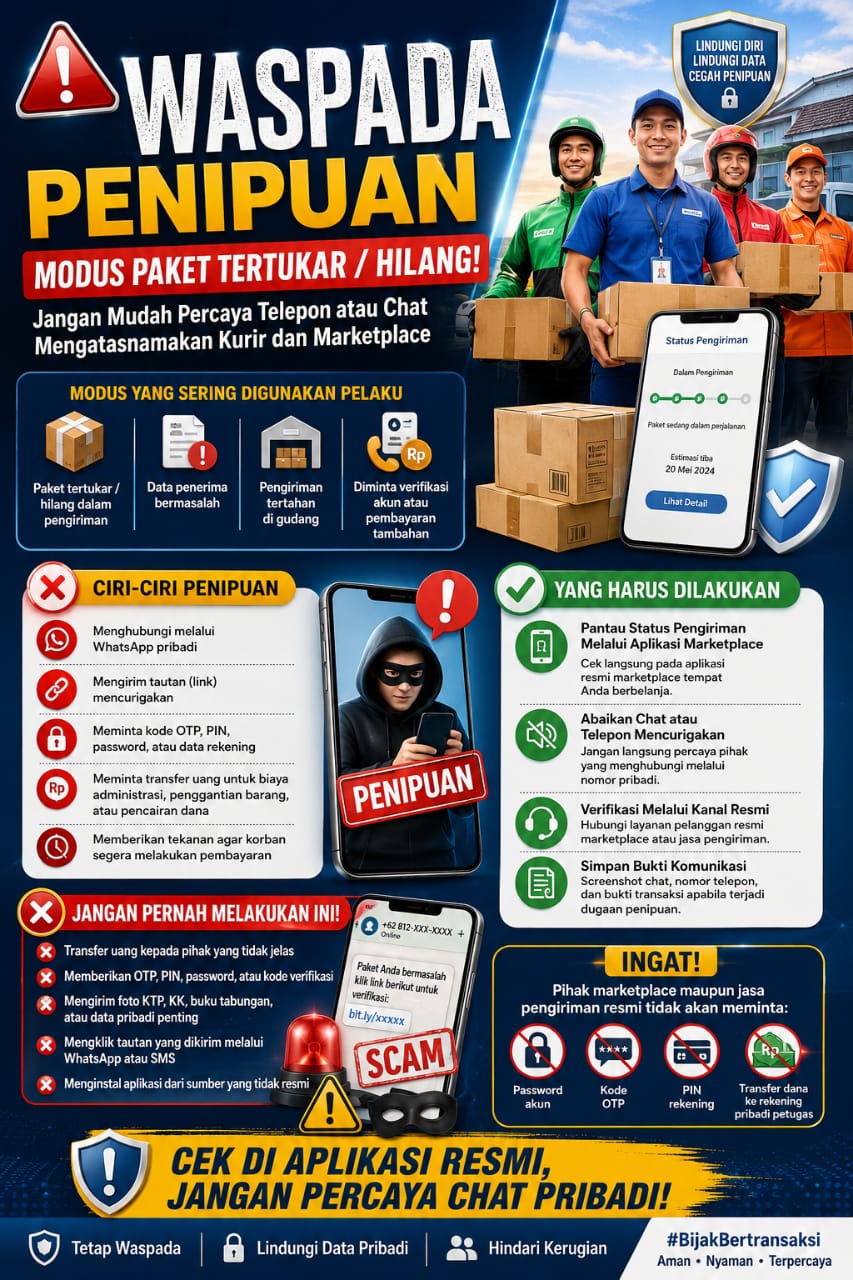 WASPADA PENIPUAN !!! MODUS PAKET TERTUKAR/HILANG